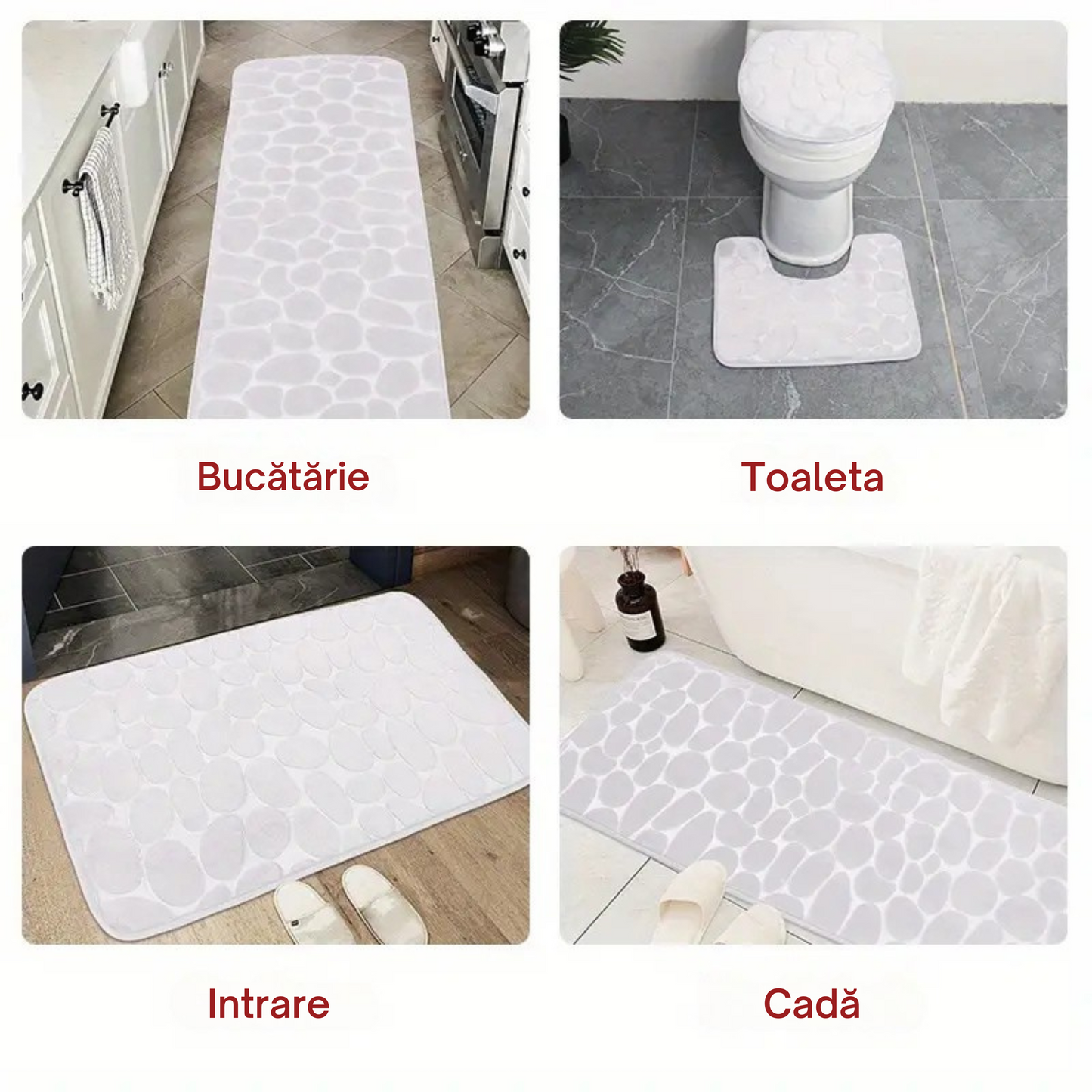 Set 4 Covorașe de Baie Antiderapante, Albastru