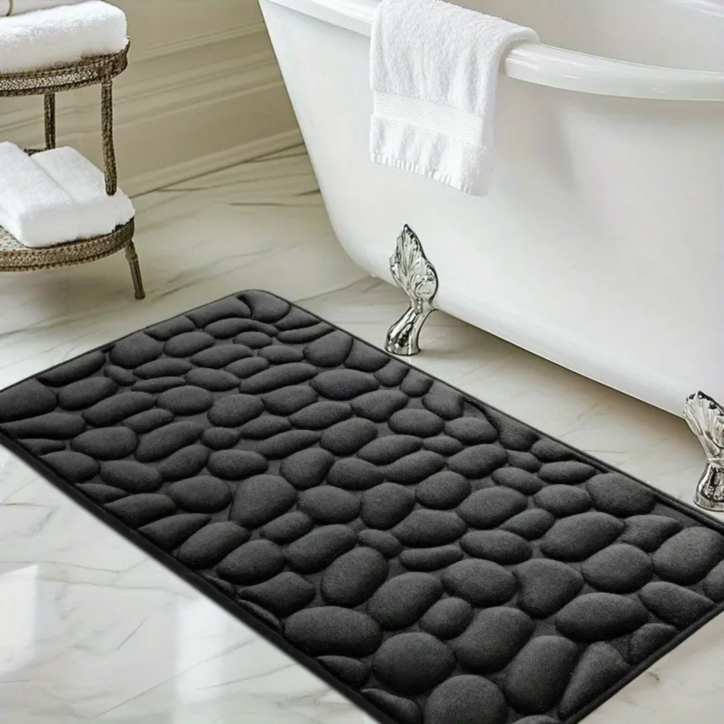 Set 4 Covorașe de Baie Antiderapante, Negru